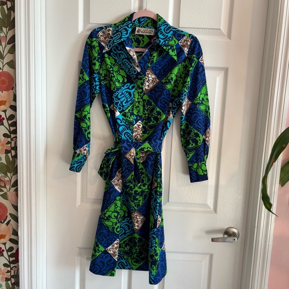 LAVIN vintage bright print shirt dress size 8 - Picture 7 of 9
